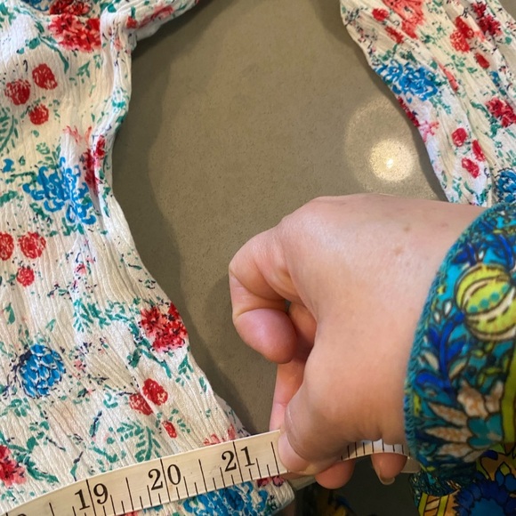 The Vermont Country Store Gauze Floral Print Long Sleeve Popover Shirt White L - Picture 7 of 10